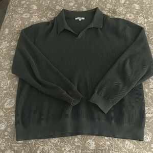 Madewell Pullover V-Neck Sweater, Green, Size XL